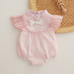 ベビー服夏の新生児のお尻の服の女性の赤ちゃんの連体服の百日の満1歳のドレスの国風のハ服の夏服