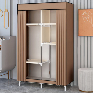 Simple Wardrobe Home Bedroom Cloth Wardrobe Rental Room Steel Frame Structure small size Single Dormitory Dust-proof Direct Selling