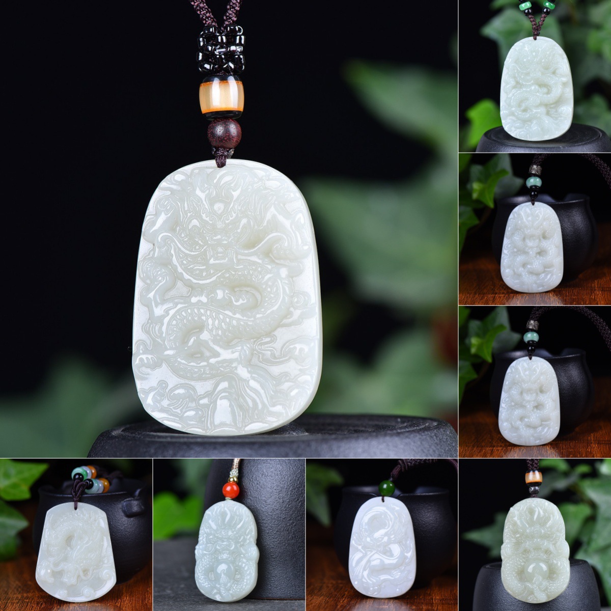 HETIAN JADE DOMINEERING PANLONG JADE 브랜드 천연 제이드 기둥 칭티안 드래곤 펜던트 신장 화이트 제이드 조디악 드래곤 펜던트