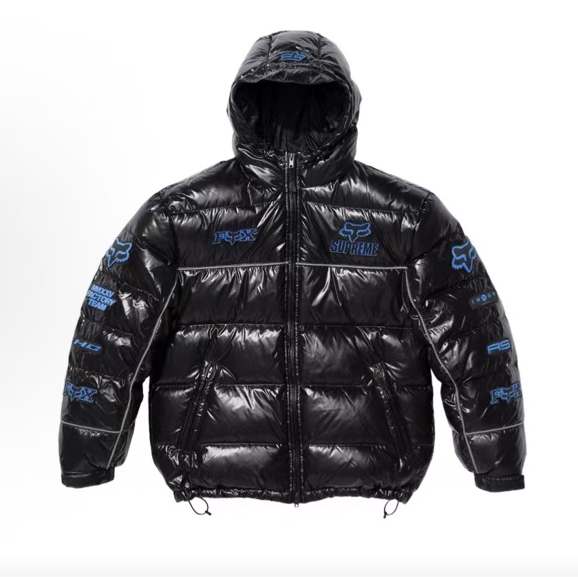 Supreme Fox Racing Puffer Jacket Shiny Down Black