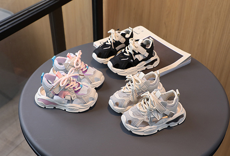 Summer New Sports Sandals Girls' Hollow Breathable Baby Soft Sole Little Children's Boys' Dad Shoes_voghion.com