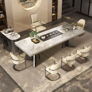 Custom Luxury Stone Slab Tea Table, Modern Large Tea Table, Office Tea Brewing Table, Integrated Kung Fu Tea Table, Light Luxury Cross-Border