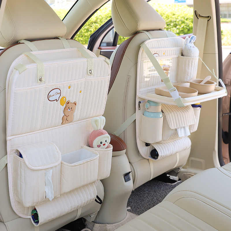Car Seat Back Small Table Board Storage Hanging Bag Trash Can Car-Mounted Child Seat Back Dining Table Foldable Tray Rack