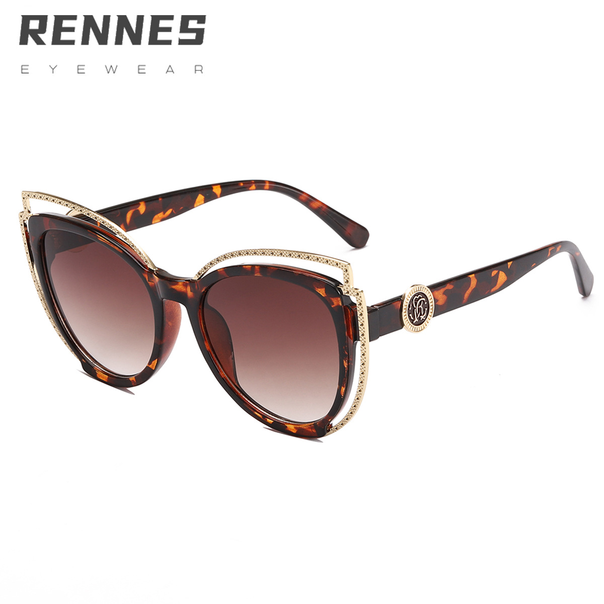 2021 nuevas gafas de sol decorativas de metal de ojo de gato de moda europea y americana gafas de sol personalizadas transfronterizas de mujer de moda 8316