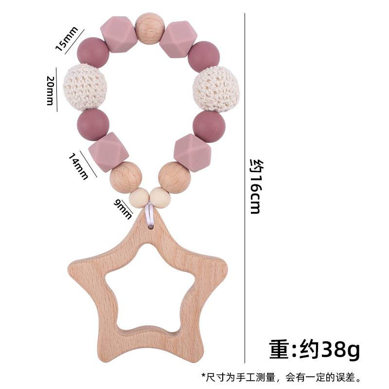 Nuevo bebé de dibujos animados Beech Star teether DIY calmante bebé mordedura de pegamento molar pulsera juguete
