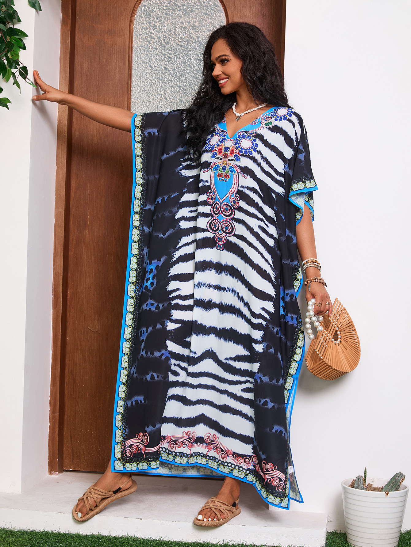 Transfronterizo Amazon nuevo posicionamiento impresa falda larga estilo nacional de vacaciones camisa de playa FR300 (17 colores)