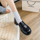 2024 Spring New Genuine Leather Hepburn Coarse Heels Small Leather Shoes Women's Retro High Heels Black Lefu Shoes Single Shoes Large