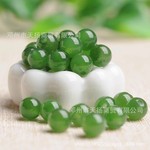 俄罗斯碧玉散珠菠菜绿玉髓圆珠子diy配饰手链项链半成品玉珠子