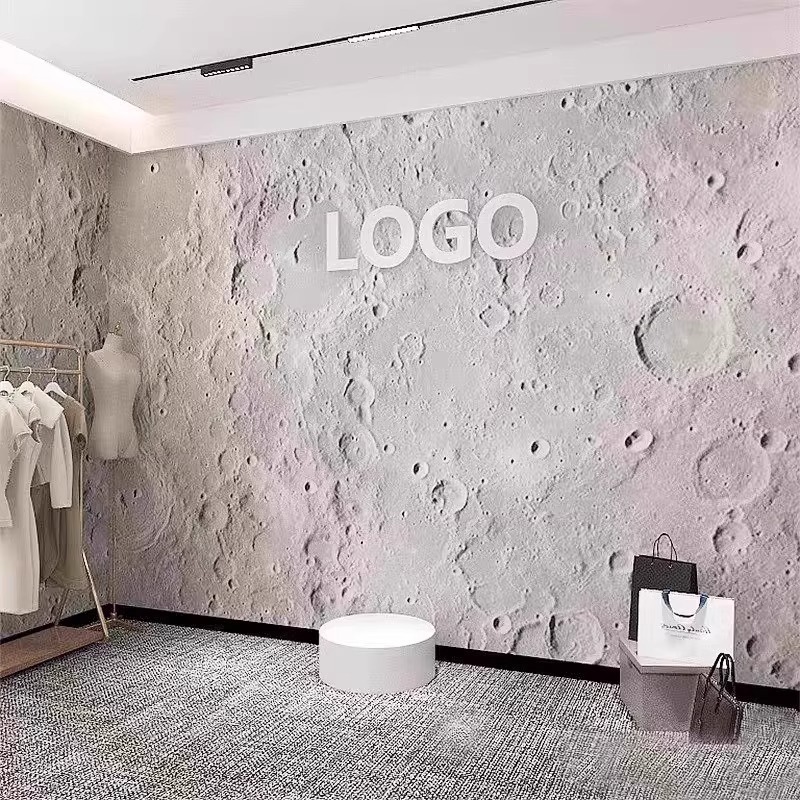 3d凹凸月球表面浮雕背景墙纸网红咖啡理发店铺壁画工业风星空壁纸|undefined