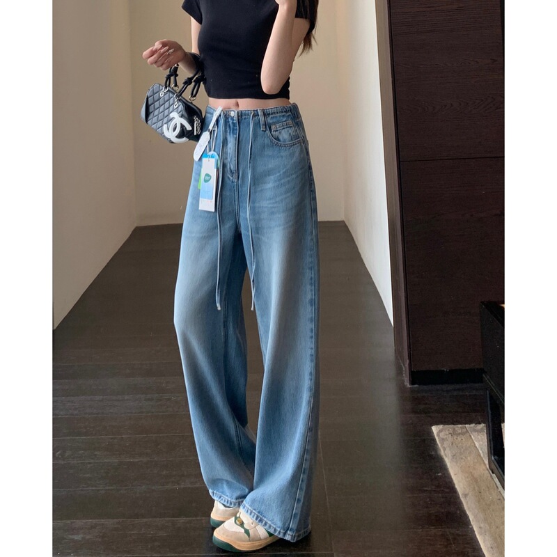 Heavyweight Acetate Tencel Soft High-Waisted Slim-Fit Straight-Leg Pants, Slimming Wide-Leg Jeans for Women, New for Spring and Summer Heavyweight Acetate Tencel Soft High-Waisted Slim-Fit Straight-Leg Pants, Slimming Wide-Leg Jeans for Women, New for Spring and Summer