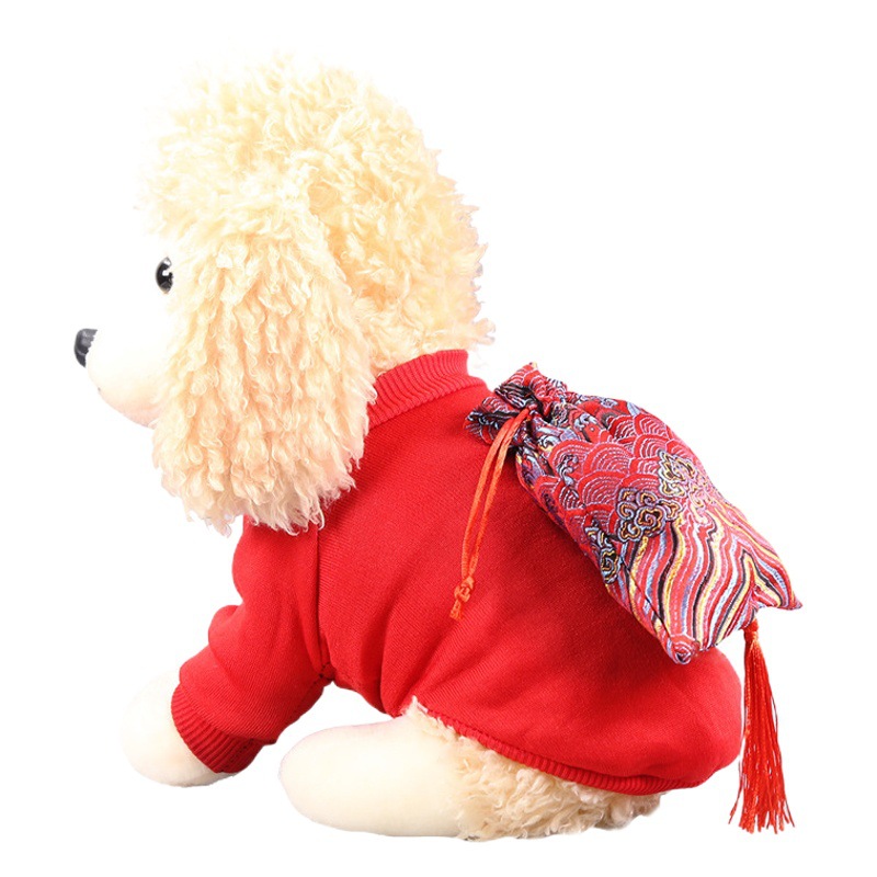 Liquidación de Año Nuevo ropa para perros gato suministros mascotas Otoño e Invierno mar ola borla suéter lana dos pies