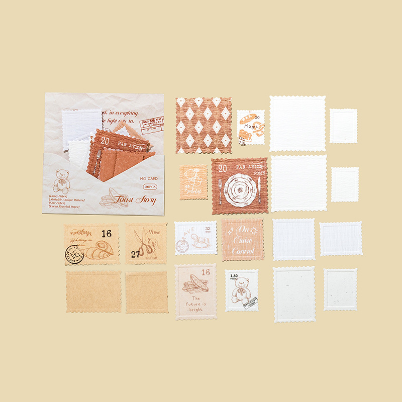 Mo Yan Mo Mo Paquete de pegatinas retrógradas sello de papel sello de relieve material de decoración de cuentas de mano paquete de pegatinas paisajísticas