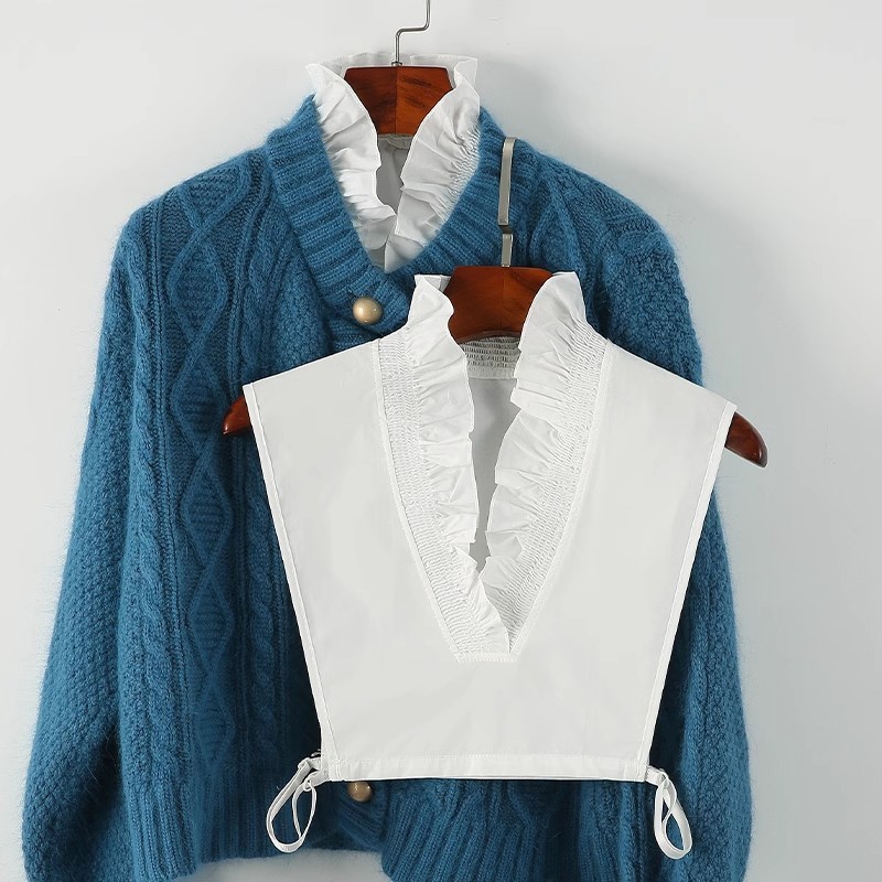 Lace V Fake Collar Women's All-match Sweater Sweater Base White Decorative Fake Collar Autumn and Winter Shirt Collar Women Lace V Fake Collar Women's All-match Sweater Sweater Base White Decorative Fake Collar Autumn and Winter Shirt Collar Women