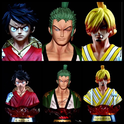 One Piece GK Wano Country Kimono Bust Luffy Zoro Sanji Seven-color luminous box figure ornaments