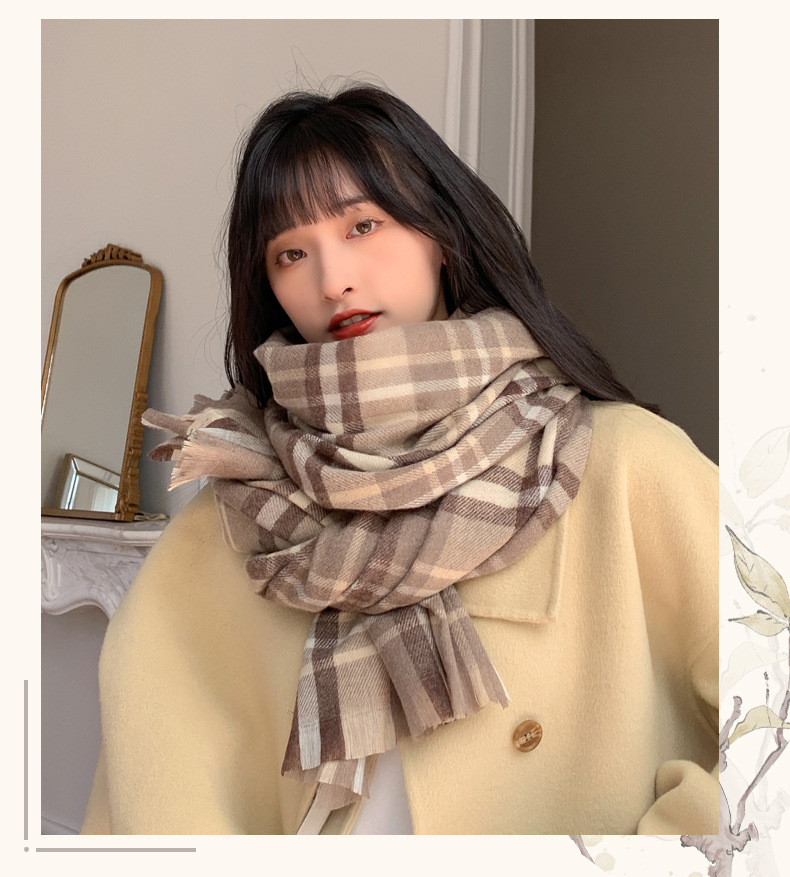 Short Beard Striped Scarf Korean Version Of The Double-sided Fashion Thickening Warm Long Shawl Student Bib display picture 3