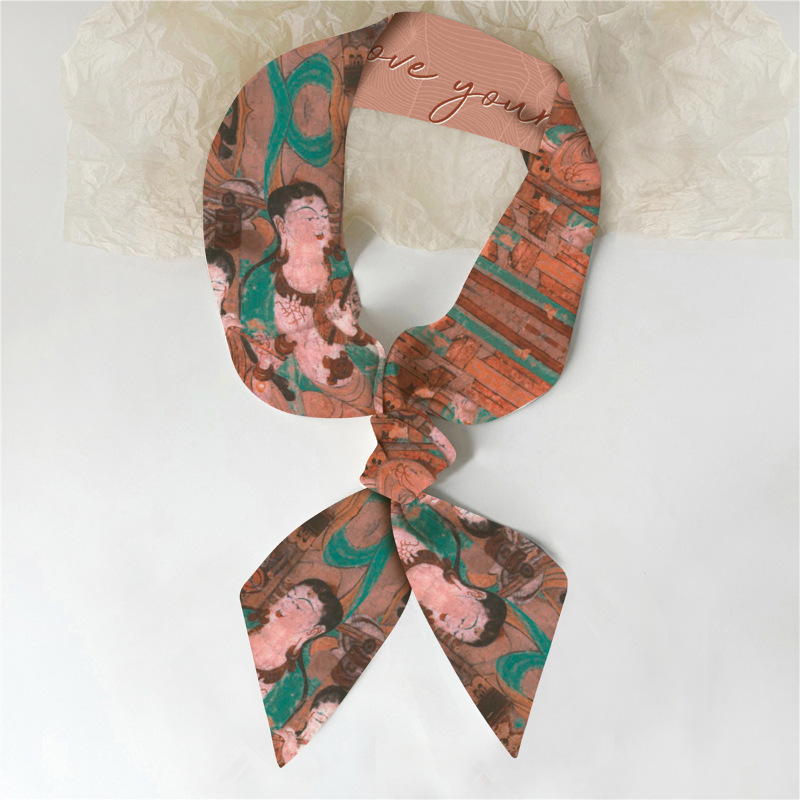 Bufanda pequeña larga de las Mujeres Nuevo estilo chino retro todo partido bufanda pequeña bufanda delgada banda de pelo estrecho cinta atada bolsa cinta
