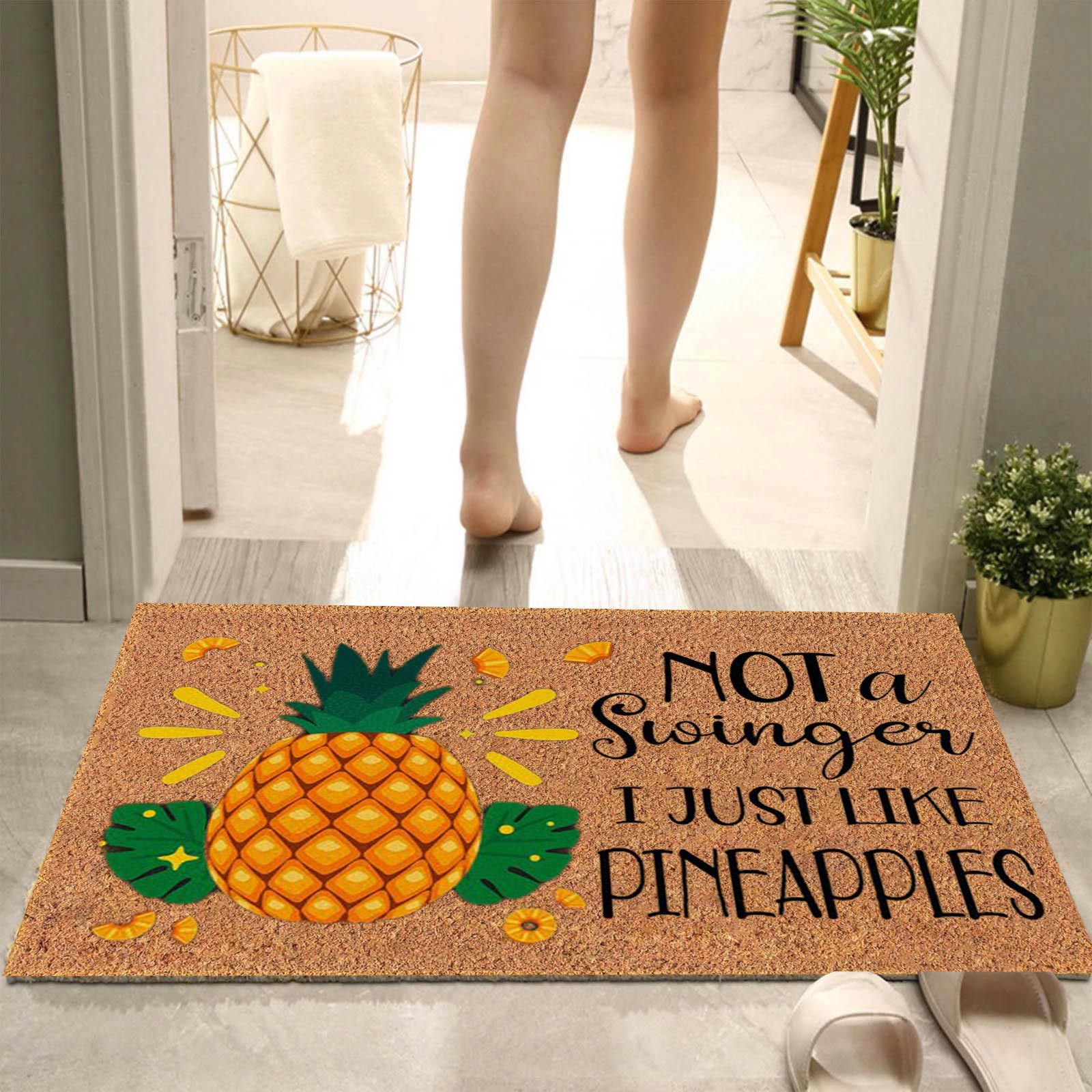 Großer Teppich mit Ananas-Element, rutschfeste Fußmatte für den Eingangsbereich, wasserabsorbierende Matte für Badezimmer und Küche_voghion.com