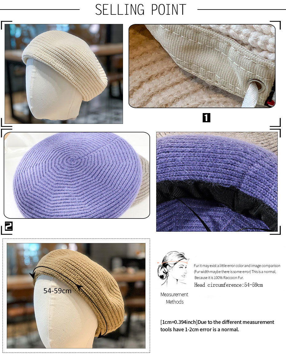 Nova moda boina feminina britânica outono/inverno coreano versátil chapéu quente_voghion.com