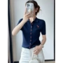 显瘦短袖纽扣领修身开衫