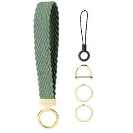 亚马逊跨境挂绳新款弹力手工编织手腕绳五金钥匙扣高弹尼龙男女