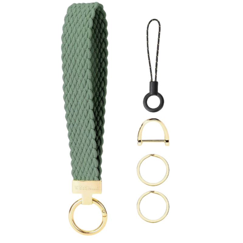 Amazon cross-border lanyard new elastic hand-woven wrist rope hardware key chain high elastic nylon men and women