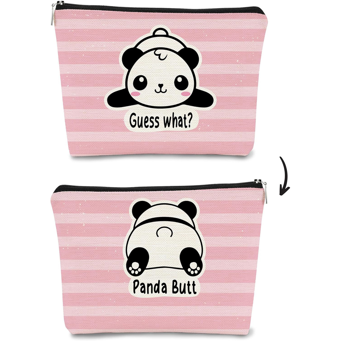 Transfronterizos Amazon brote lindo panda impresión doble cara bolsa de maquillaje bolsa de almacenamiento bolsa de cambio de lino impermeable