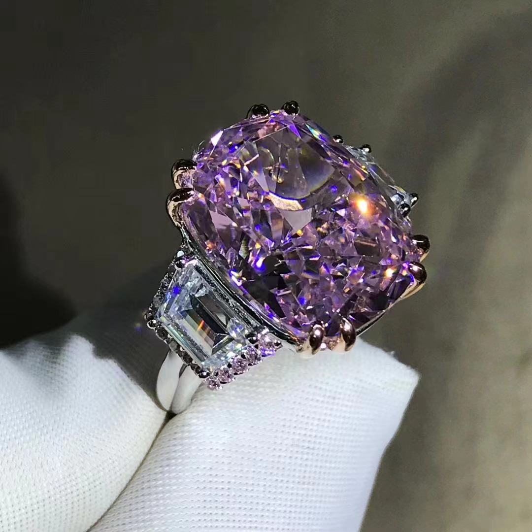 Gao Ding lujo 10 quilates moissanite anillo de cinco capas espesado galvanizado S925 incrustaciones de plata importado Diamante de alto carbono