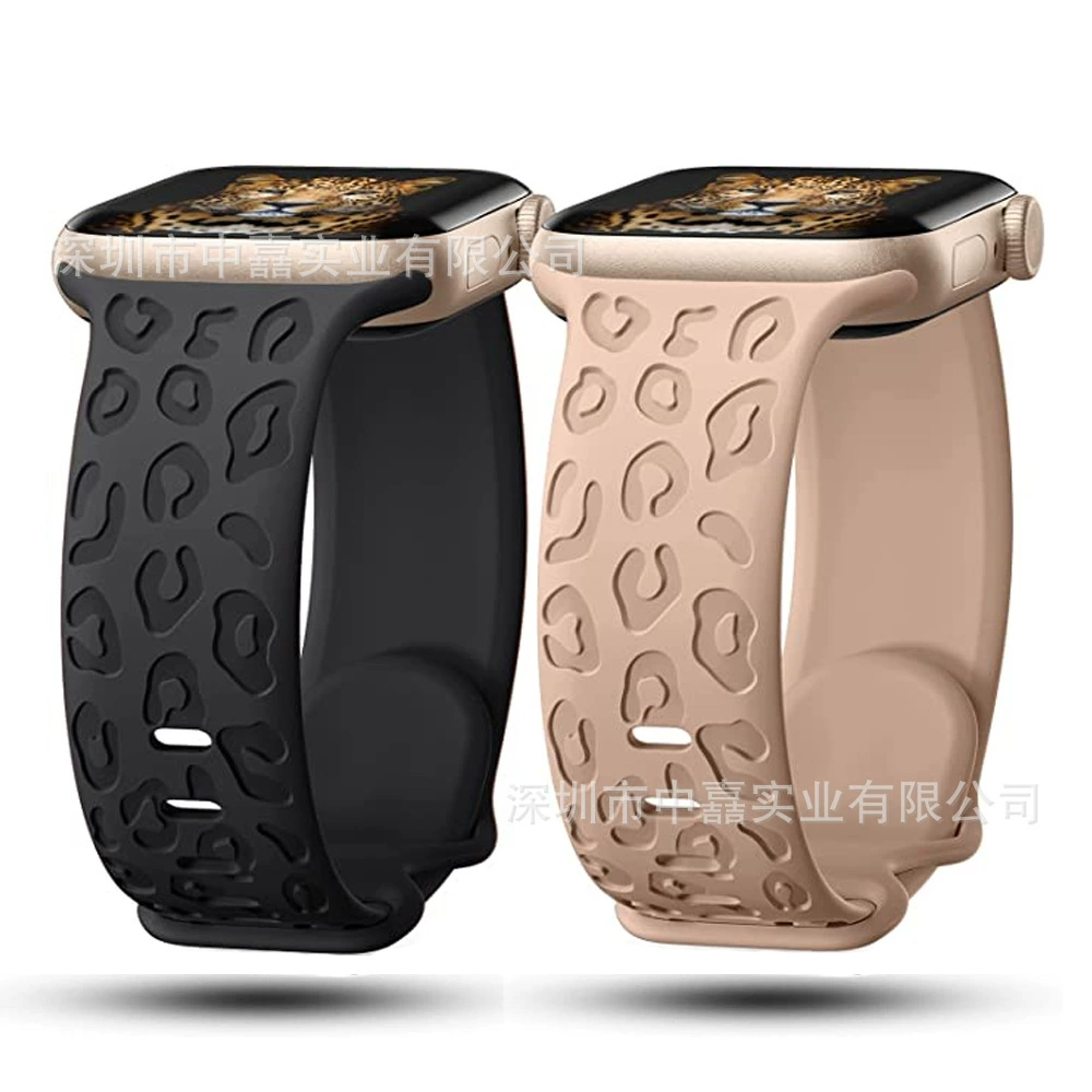 Silicone Watch Strap Apple compatible, 38–49 mm, soft leopard-texture band