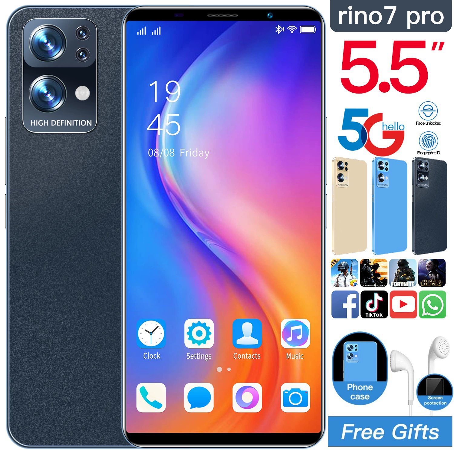 Торговля с иностранной торговлей кросс-границы Rino7Pro Андроид телефон 512МБ+4Г памяти двойной слот двойной режим умный телефон оптом