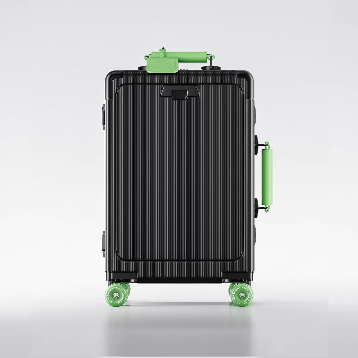 Black and green (front opening computer compartment - usb+typc charging port + infusion skating wheel)