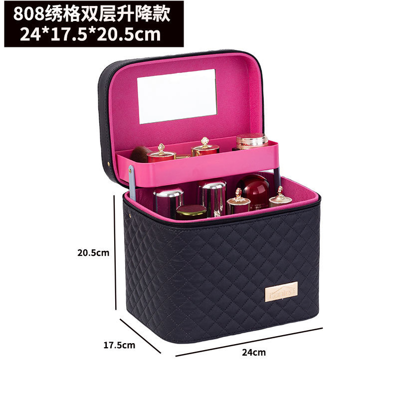 808 원피스 자수 체크무늬 블랙
