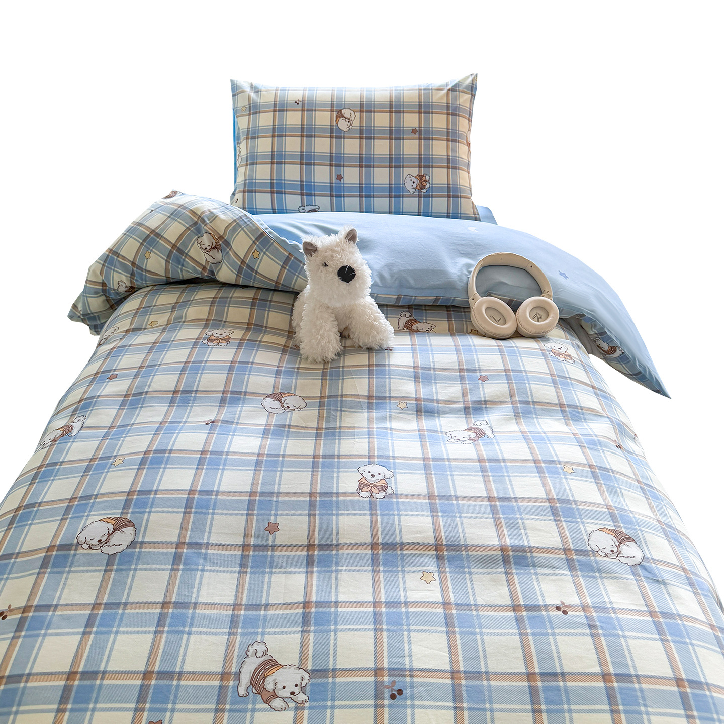 Sábanas de dormitorio de estudiantes de algodón de tres piezas, colchón de algodón, ropa de cama, cuatro estaciones, temporada escolar general
