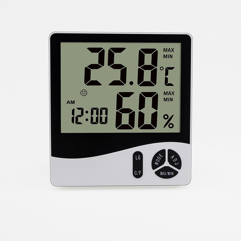 数字单面立体白黑色专用电池电子温湿度计闹钟