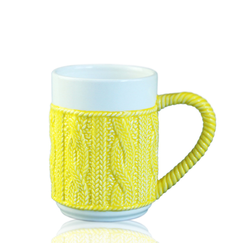 Taza de estilo nórdico de alto valor, patrón de suéter, taza de cerámica de color sólido, taza de cerámica ins, taza de publicidad de café, taza de enjuague bucal