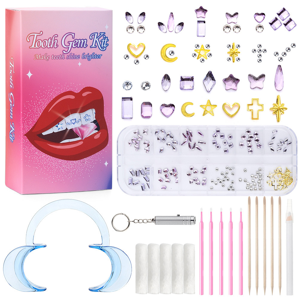 연한 보라색 12 그리드 치과용 드릴 세트 [색상 상자 업그레이드 버전에는 접착제가 포함되어 있지 않습니다.]