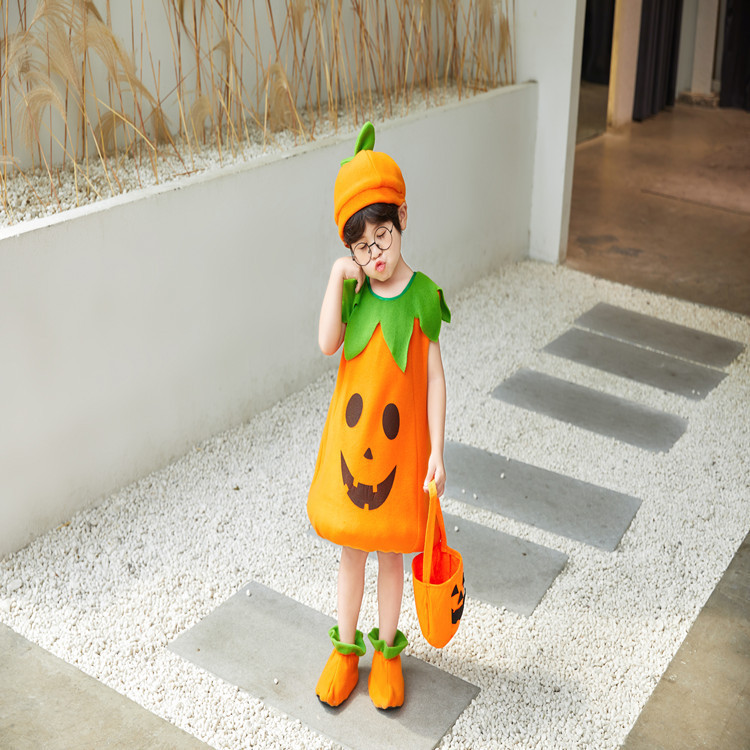国境を越えた 2025 ハロウィン子供服子供秋服カボチャ服子供ハロウィン植物衣装外国貿易卸売|undefined