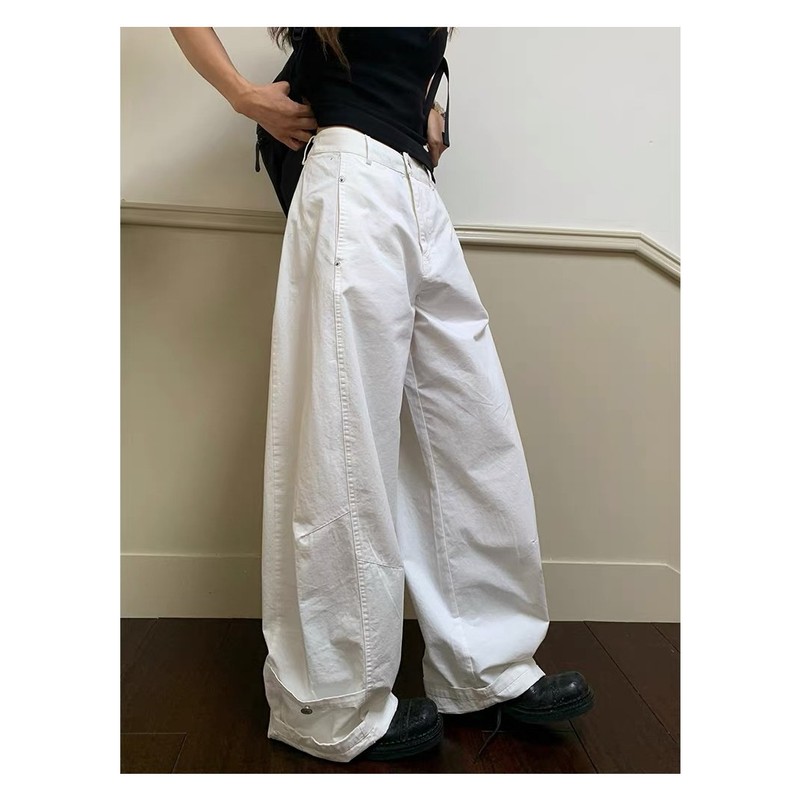 春秋新品设计感工装裤女百搭显瘦休闲直筒裤宽松阔腿裤|undefined