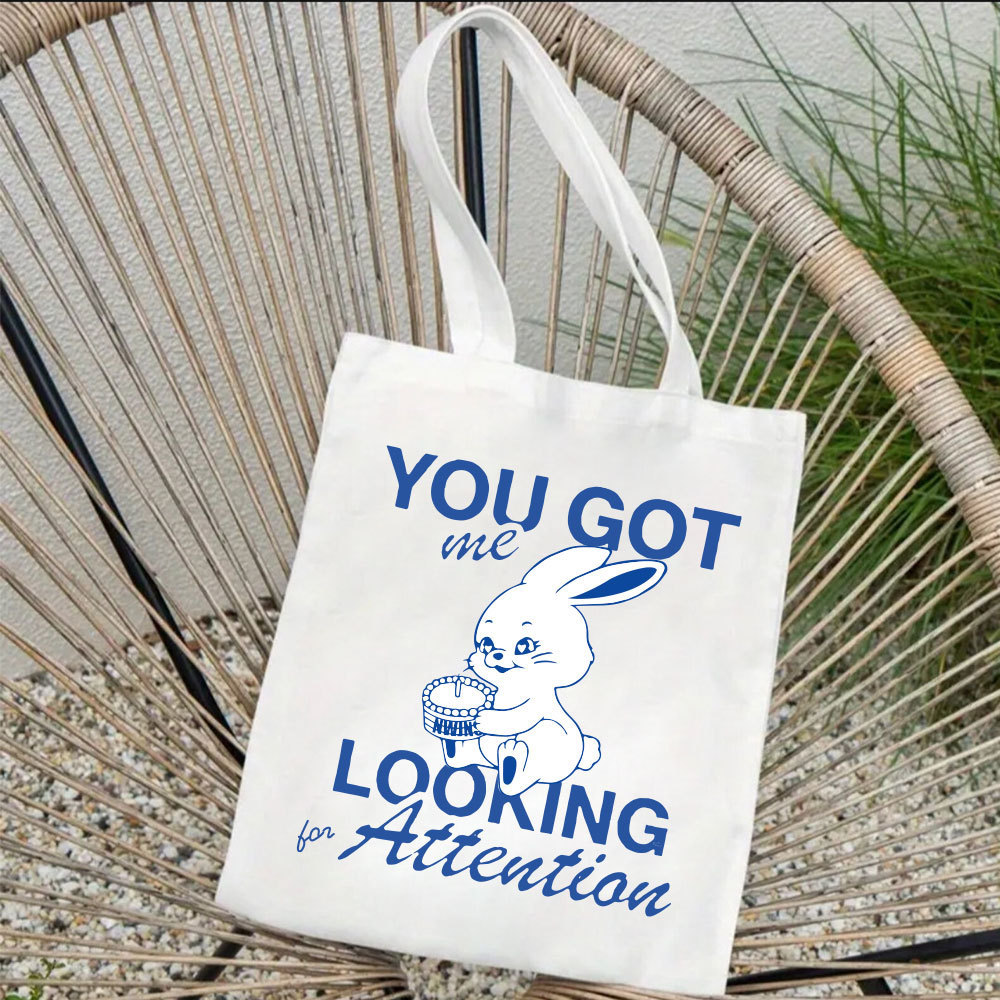 韩流可爱兔子女团帆布袋 卡通趣味手提包you got文字港风单肩女包