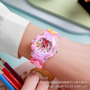 Silicone 3D Children's Watch Watch Girl Cartoon Kulomi Sanrio Yugui Dog Strap Quartz Watch Wholesale