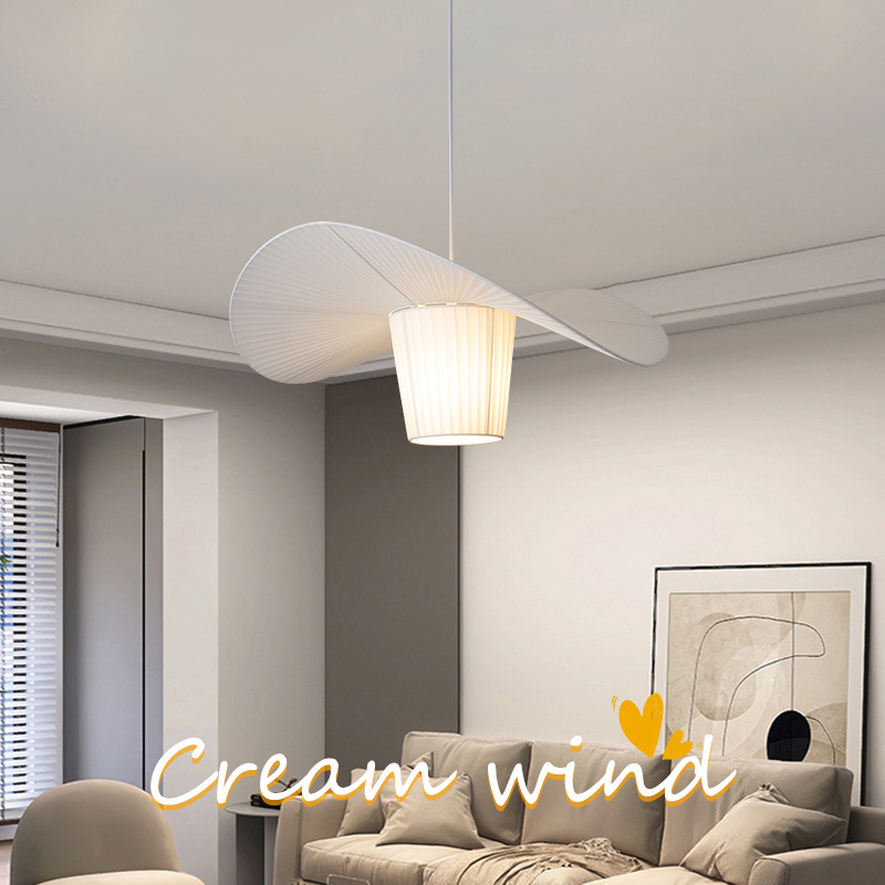 Lámpara de araña de sala de estar nórdica estilo crema moderna lámpara de tela minimalista comedor estilo antiguo francés ins dormitorio lámpara principal