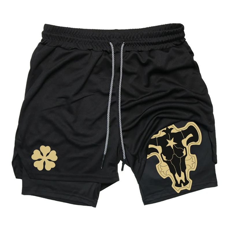 Cross-border ebay Amazon animation printed shorts double beach fitness sports casual pants in stock a generation of hair