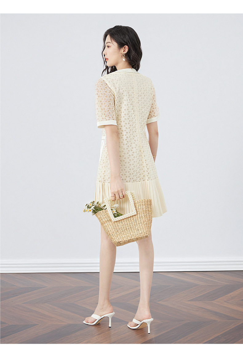 Váy maxi ren hoa hòa tan kết hợp voan crepe xếp ly tay ngắn — Màu mơ chi tiết 12