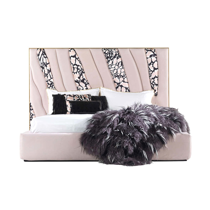 Italian Modern Light Luxury Villa Hong Kong Style Italian Roberto_Cavalli Leather Double Wedding Queen Bed Italian Modern Light Luxury Villa Hong Kong Style Italian Roberto_Cavalli Leather Double Wedding Queen Bed