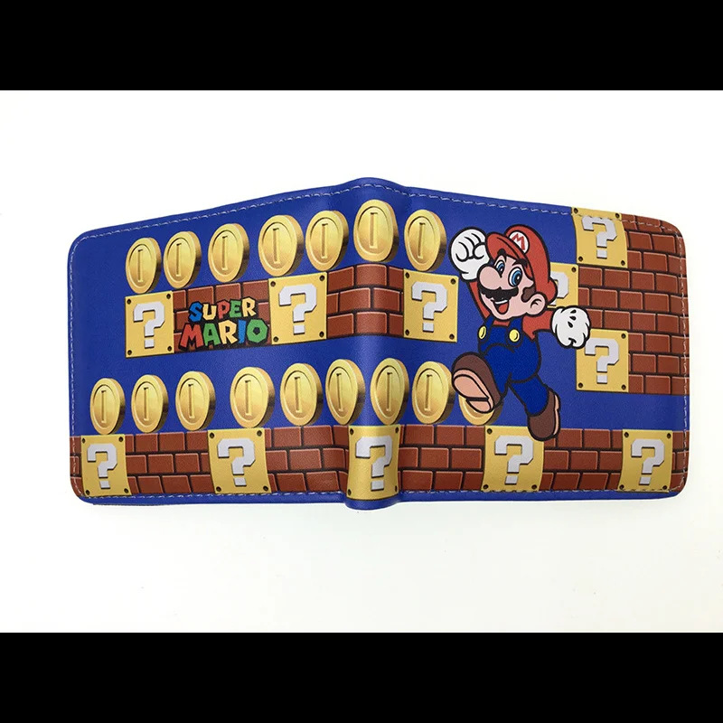 Nuevo Super Mary cartera corta Super Mario estudiante unisex pu cuero Snap cartera