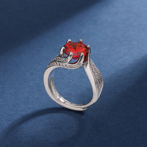 Live new model hot selling 3 carat pigeon egg III love imitation moissanite three rows full of diamond line ring