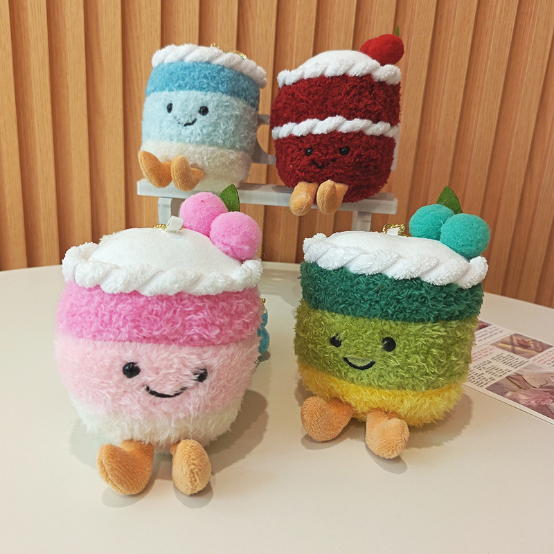 かわいい萌えケーキカップストラップぬいぐるみ人形誕生日ケーキミルクカップバッグ掛けキーホルダー人形|undefined