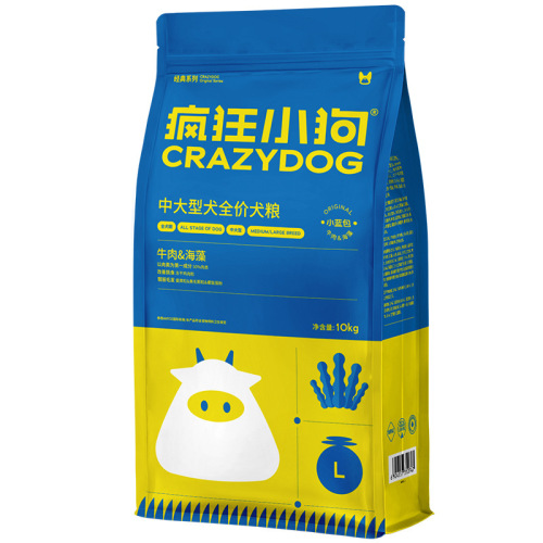 Crazy Puppy Little Blue Pack Beef Seaweed Dog Food 10kg Teddy Bichon Golden Retriever Medium and Large Dog Puppies and Adult Dogs