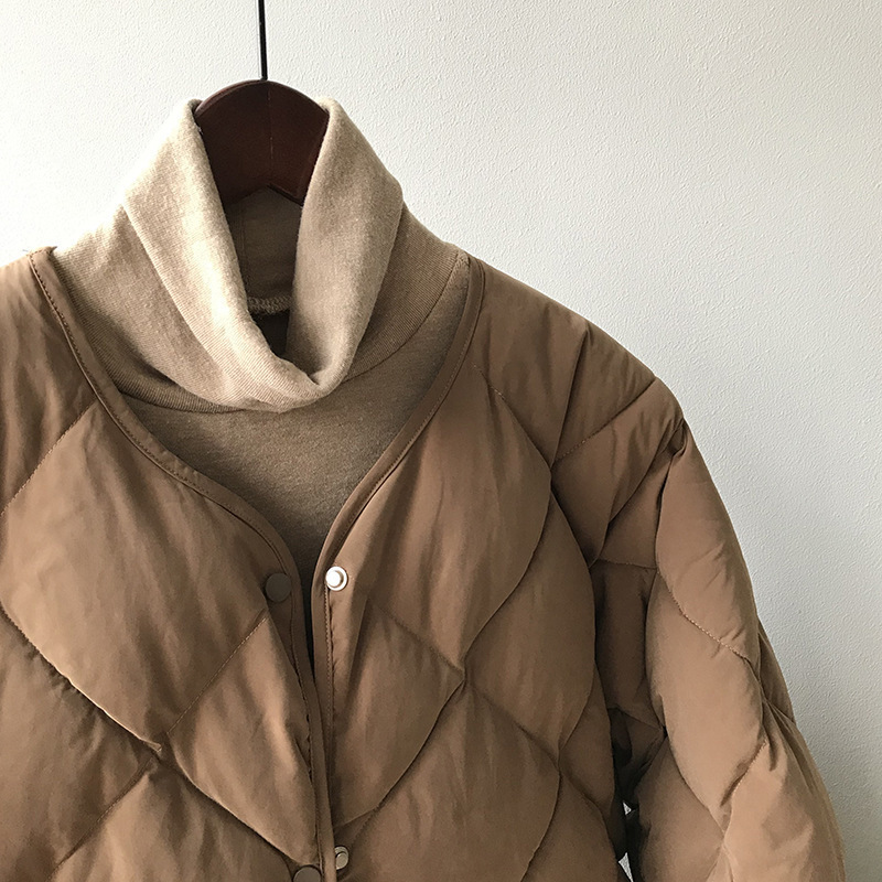 Women's Clothing Diamond plaid cotton coat _voghion.com