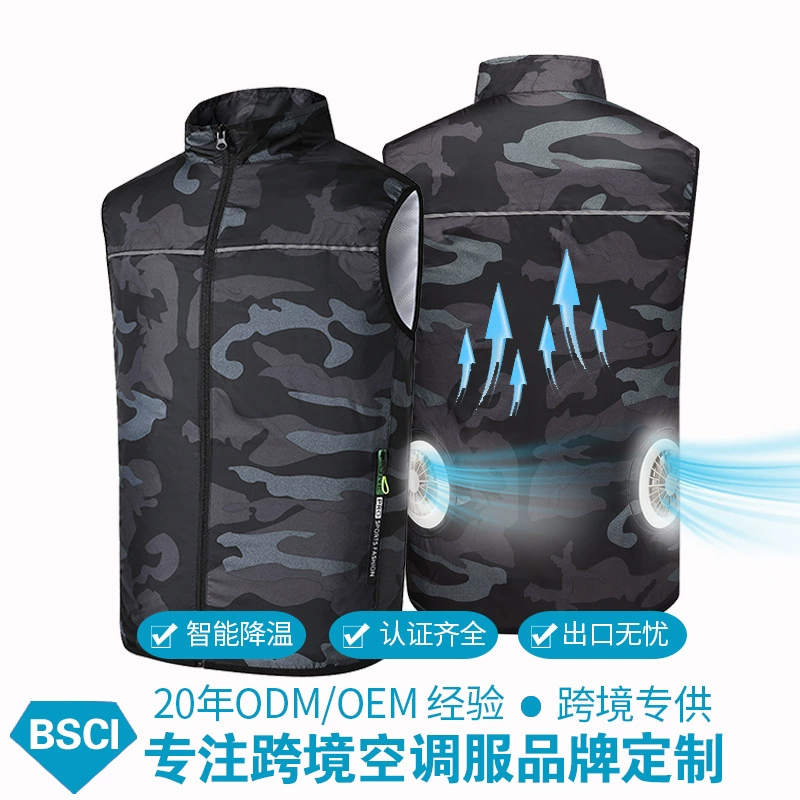 Amazon популярная одежда с вентилятором Летний жилет Мужская зарядка Охлаждение Кондиционер одежда Охрана труда Инструменты с коротким рукавом