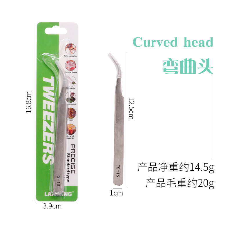 Herramientas de uñas al por mayor de acero inoxidable color primario pinzas de uñas codo pinzas rectas clip de diamante herramientas de joyería